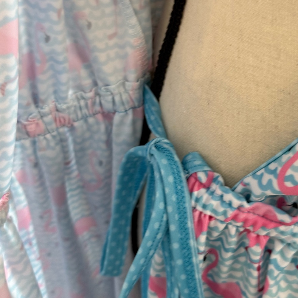 Sassy Stitches preppy wrap dress flamingo & wave polka dot SZ 2XL - Picture 5 of 13